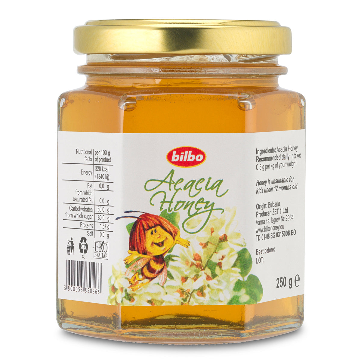 Bilbo surový agátový med • 250 g