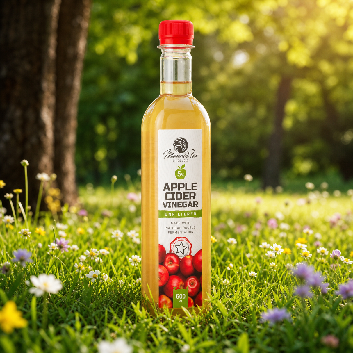 Mannavita nefiltrovaný Jablčný Ocot s dvojitou fermentáciou • 500 ml