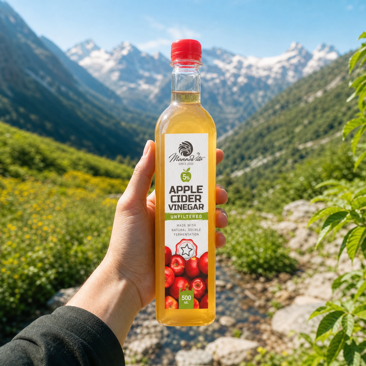 Mannavita nefiltrovaný Jablčný Ocot s dvojitou fermentáciou • 500 ml