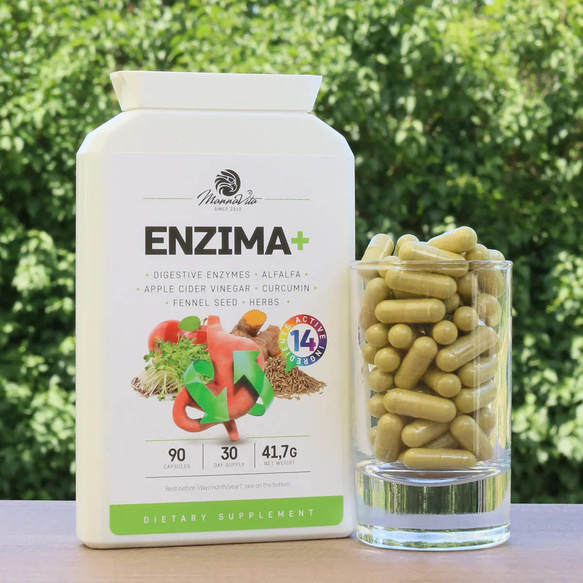 ENZIMA+ digestive enzymes complex with Betain HCL • 90 capsules - Mannavita