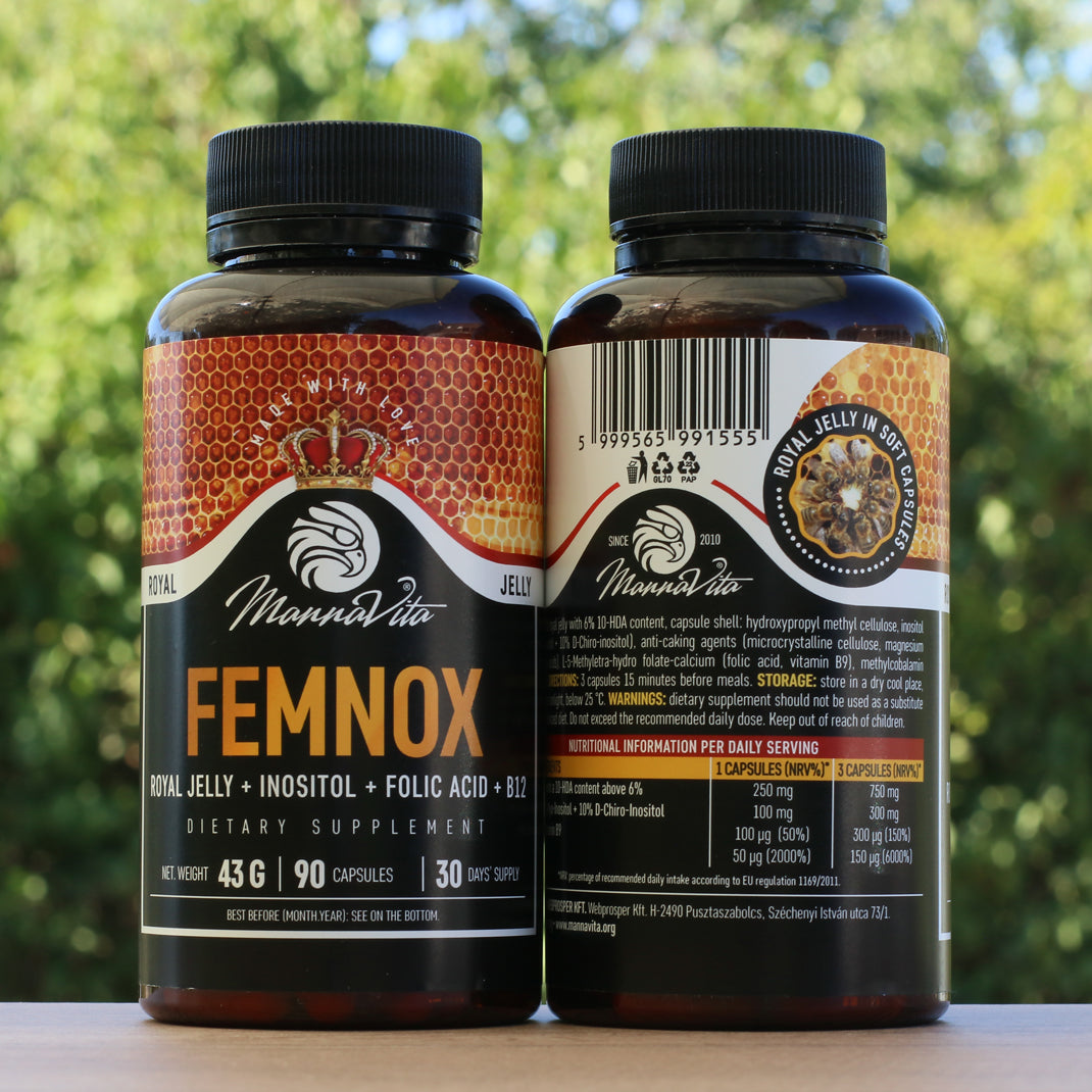 FEMNOX Materská kašička + Inozitol + Kyselina listová + Vitamínu B12, komplex • 90 kapsúl