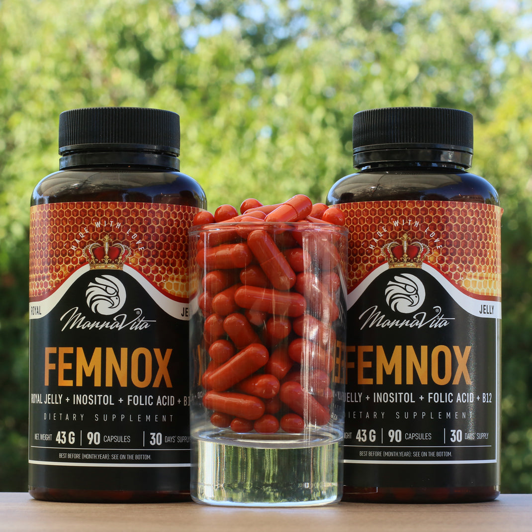 FEMNOX Materská kašička + Inozitol + Kyselina listová + Vitamínu B12, komplex • 90 kapsúl