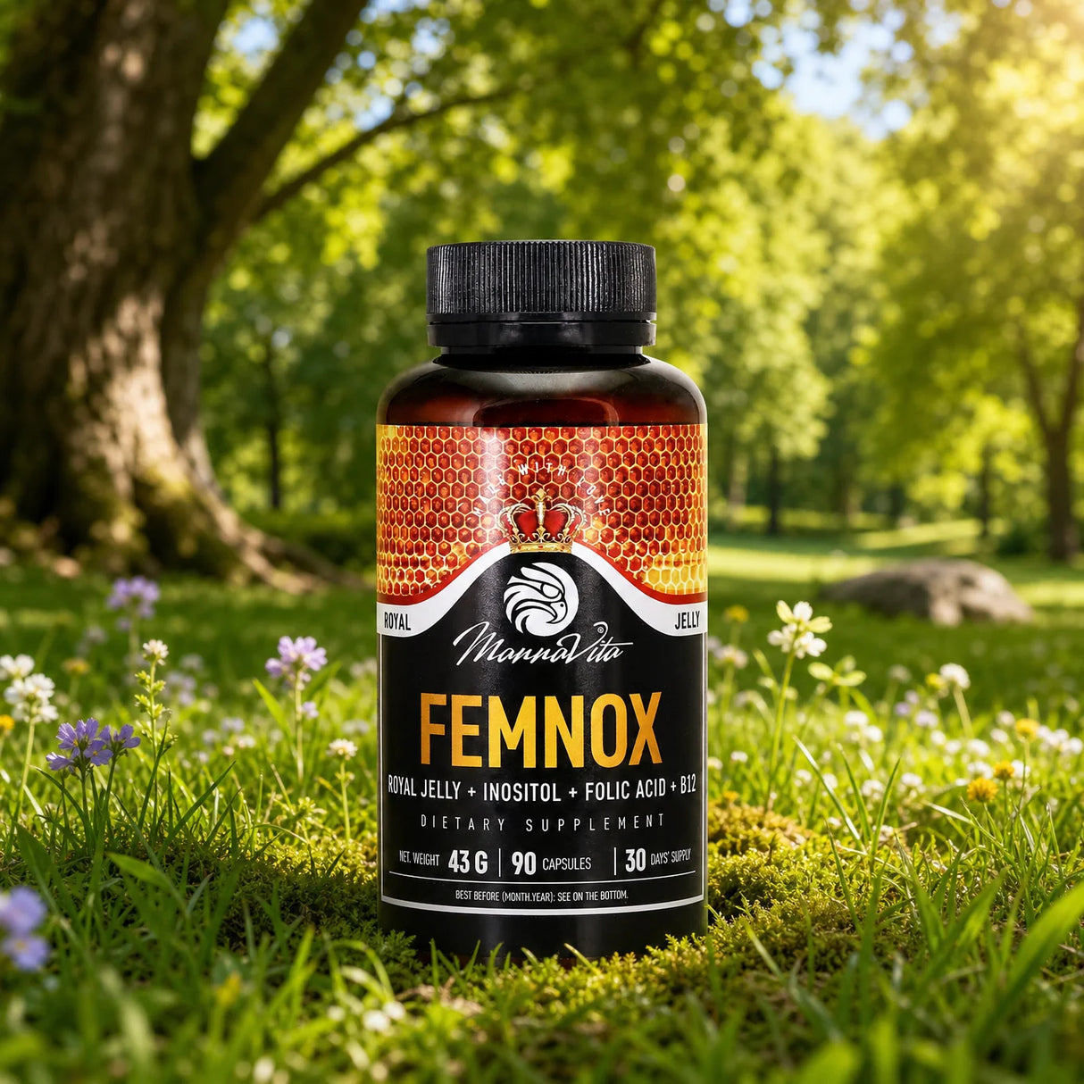 FEMNOX Materská kašička + Inozitol + Kyselina listová + Vitamínu B12, komplex • 90 kapsúl