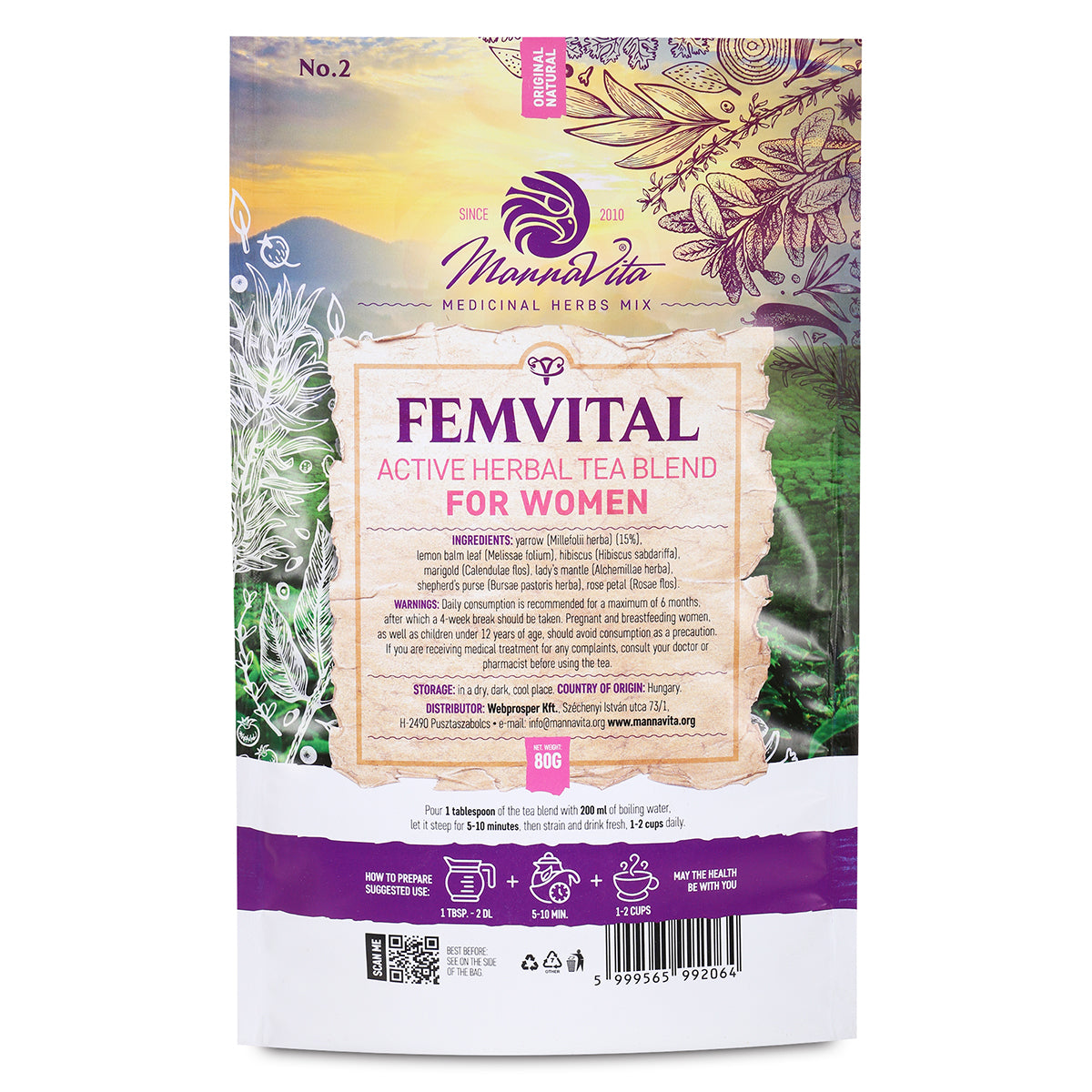 FEMVITAL aktívna bylinná čajová zmes pre ženy • 80g