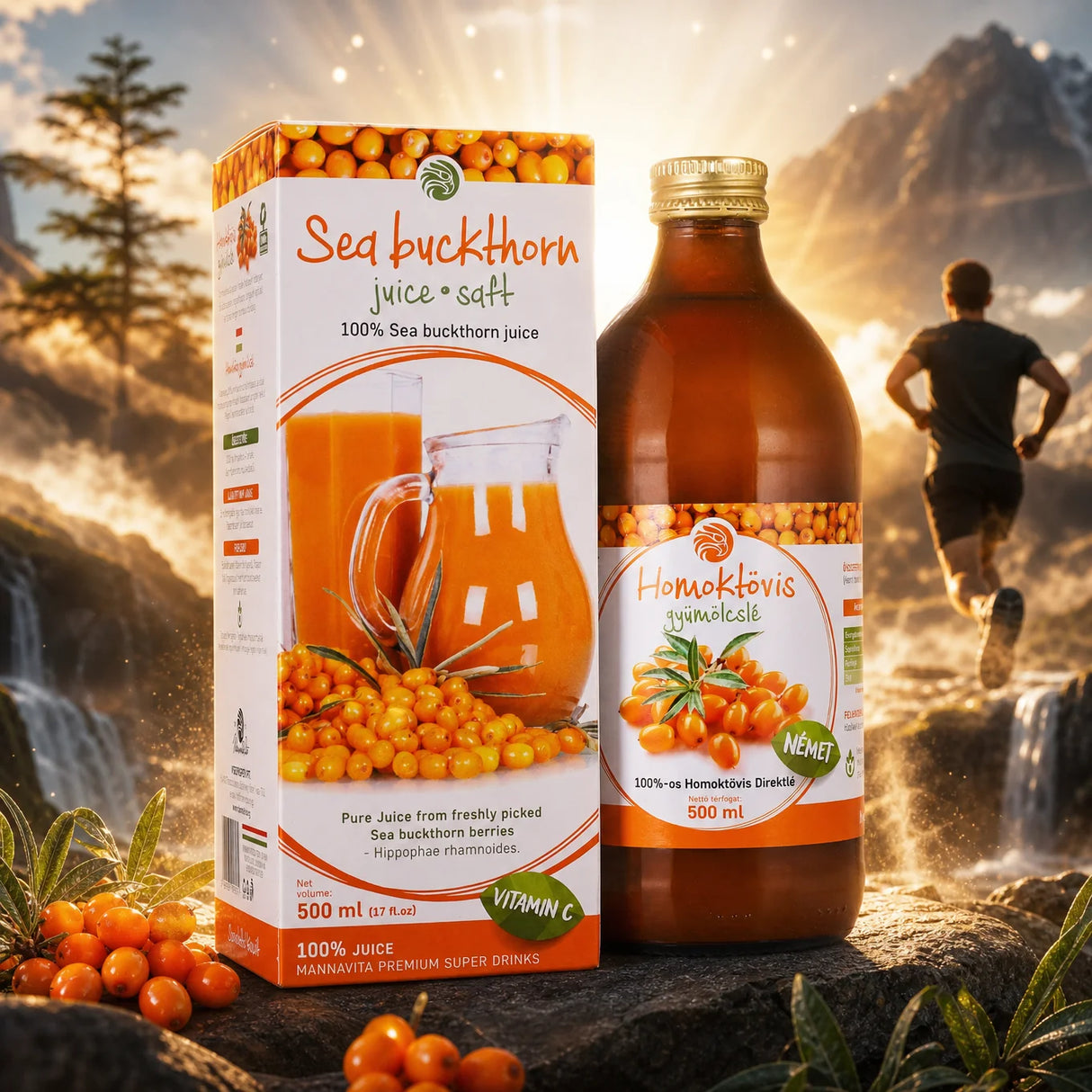 Mannavita Rakytníková 100 % čistá lisovaná šťava • 500 ml