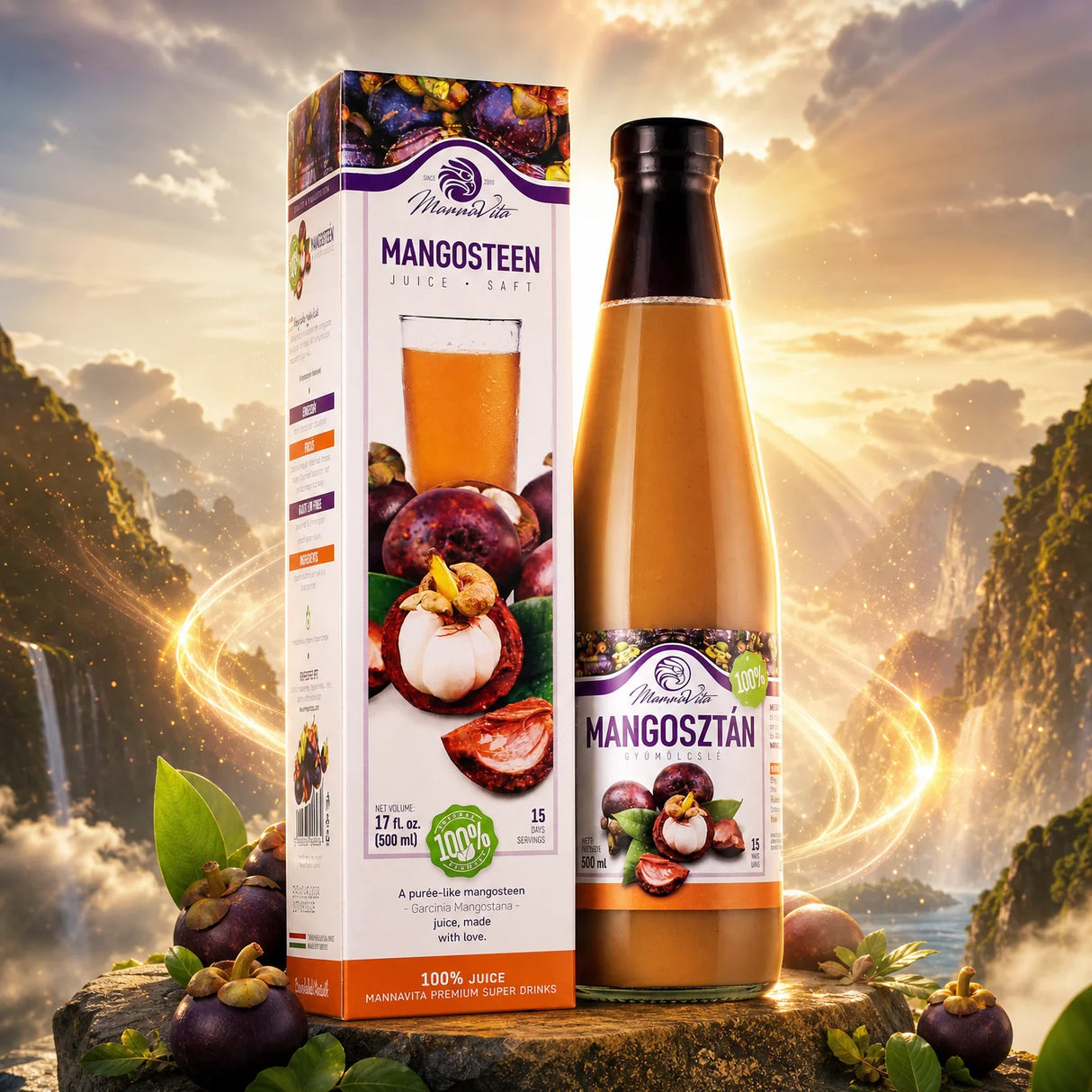 Mannavita Mangostan • 100 % čisté lisované pyré • 500 ml