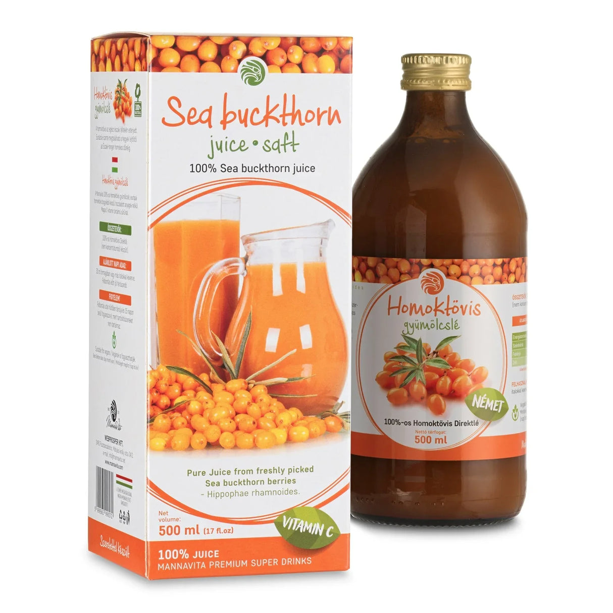 Mannavita Sea buckthorn 100% pure pressed juice • 500 ml - Mannavita