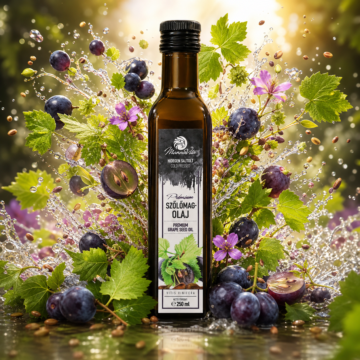 Mannavita maďarský za studena lisovaný olej z hroznových jadier • 250 ml