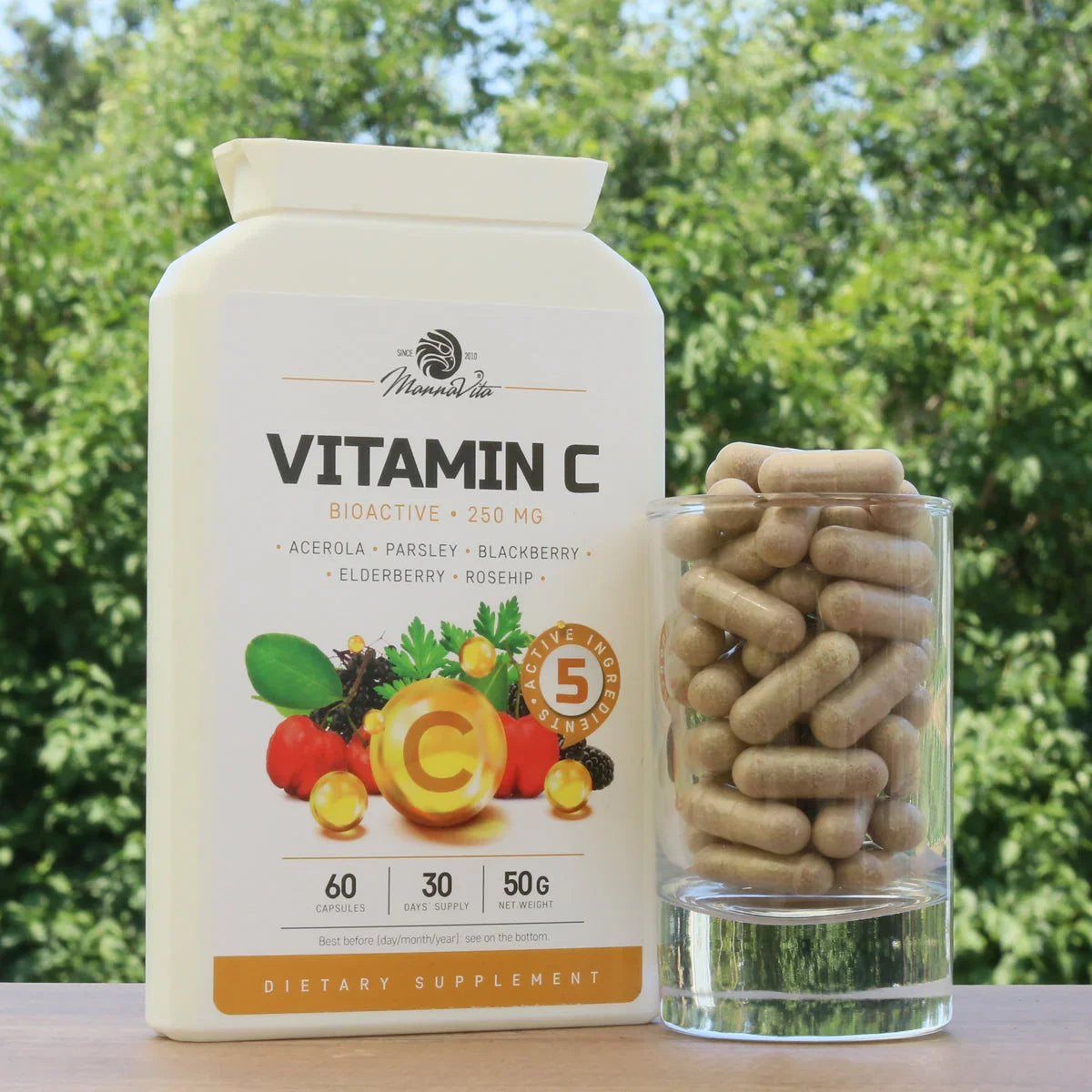 Mannavita Vitamin C complex • 250 mg bioactive • 60 capsules - Mannavita