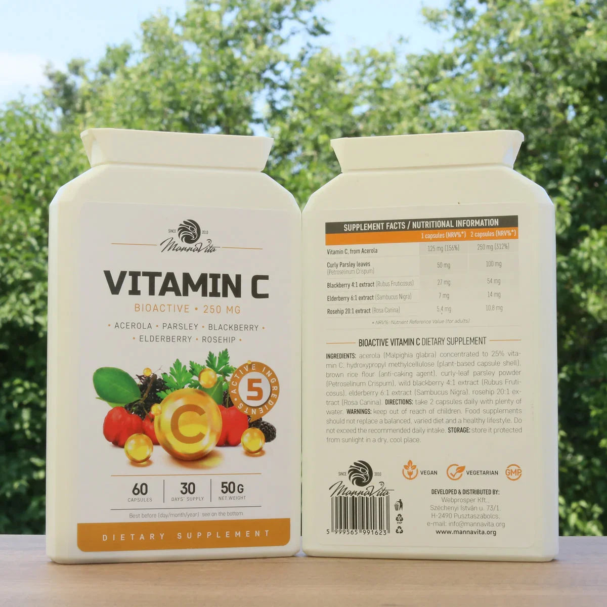 Mannavita Vitamin C complex • 250 mg bioactive • 60 capsules - Mannavita