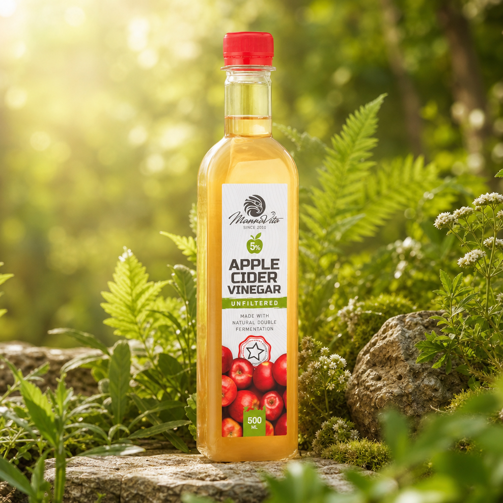 Mannavita nefiltrovaný Jablčný Ocot s dvojitou fermentáciou • 500 ml