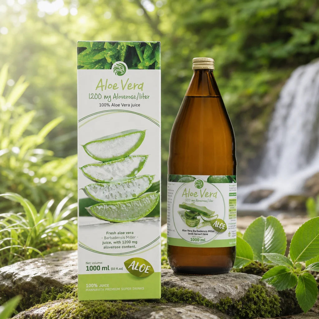 Mannavita Aloe vera, 100% čistá lisovaná šťava • 1000 ml