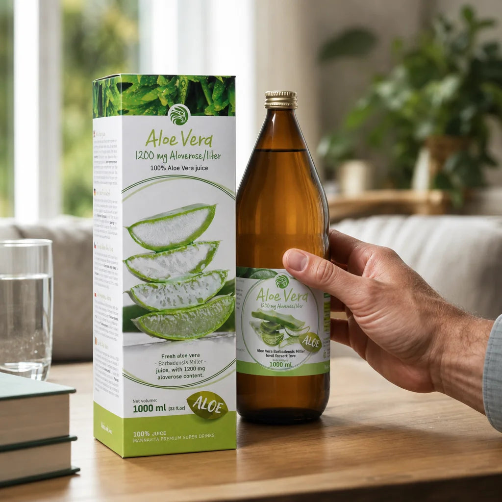Mannavita Aloe vera, 100% čistá lisovaná šťava • 1000 ml