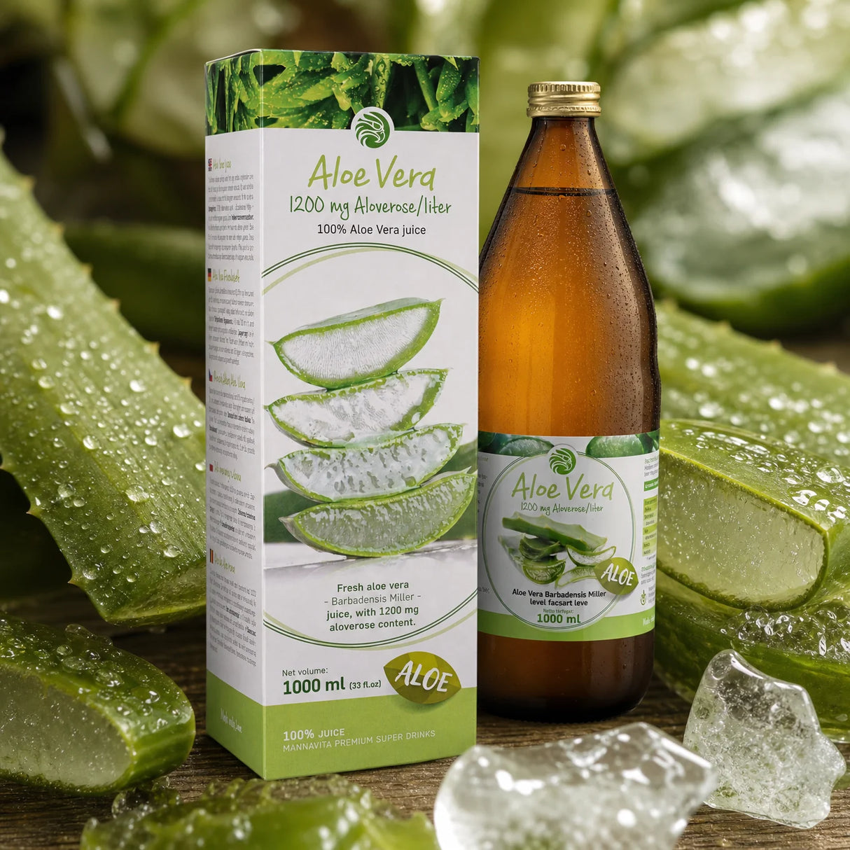Mannavita Aloe vera, 100% čistá lisovaná šťava • 1000 ml