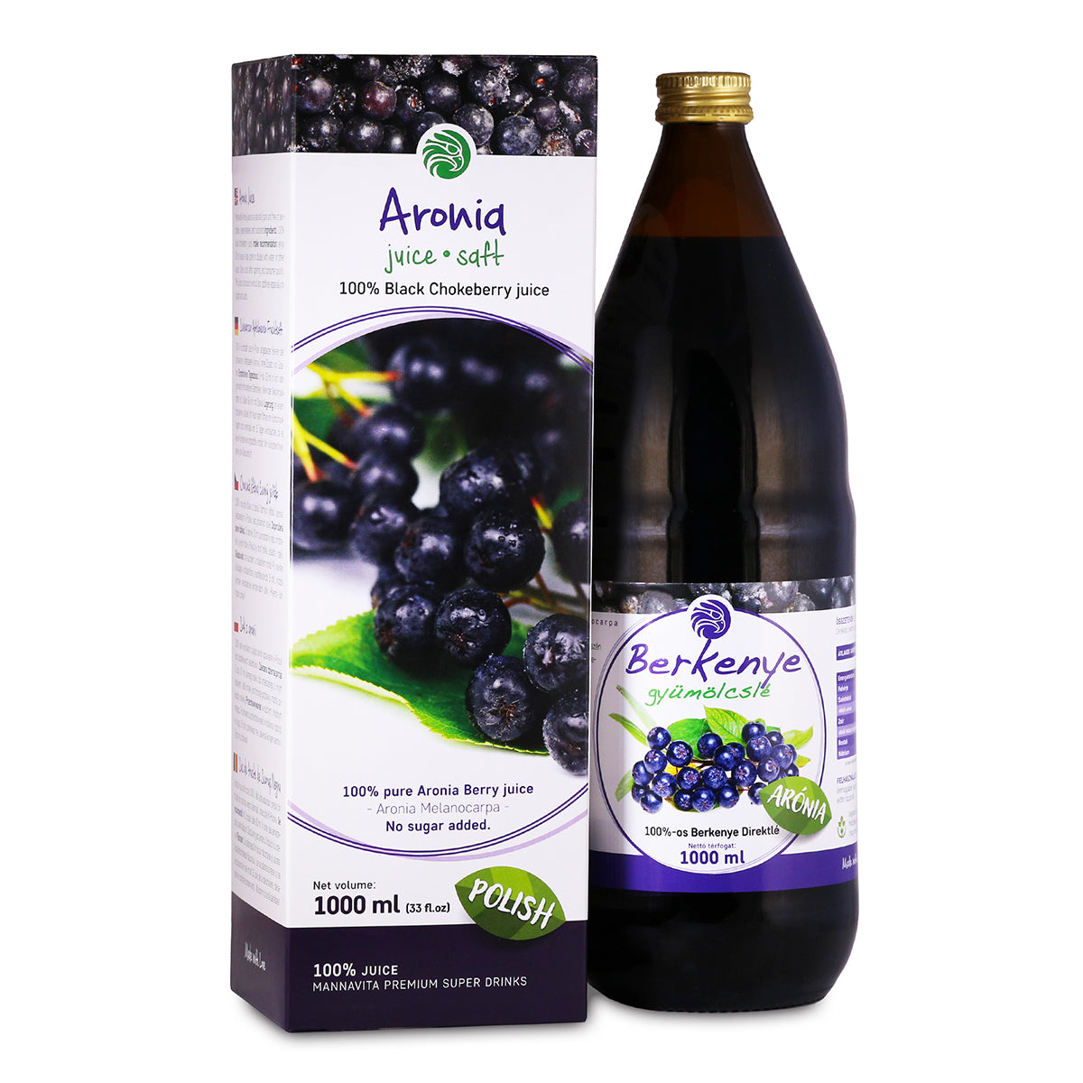 Mannavita Arónia, 100% čistá lisovaná šťava • 1000 ml