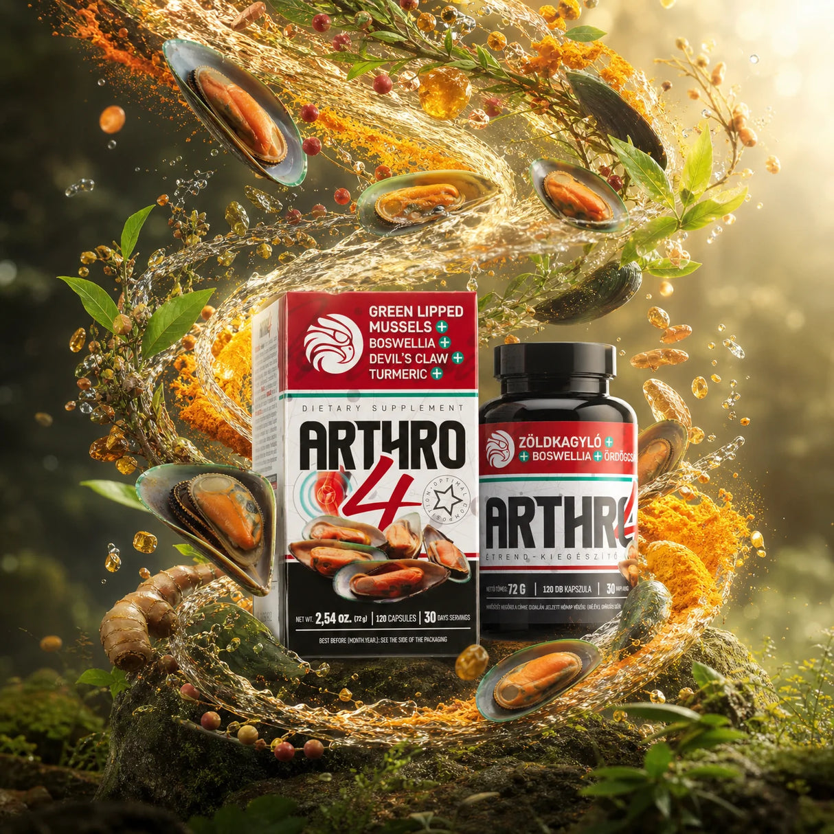 ARTHRO4 • Komplex na kĺby a chrupavky • so Zelenými Mušľami • 120 kapsúl
