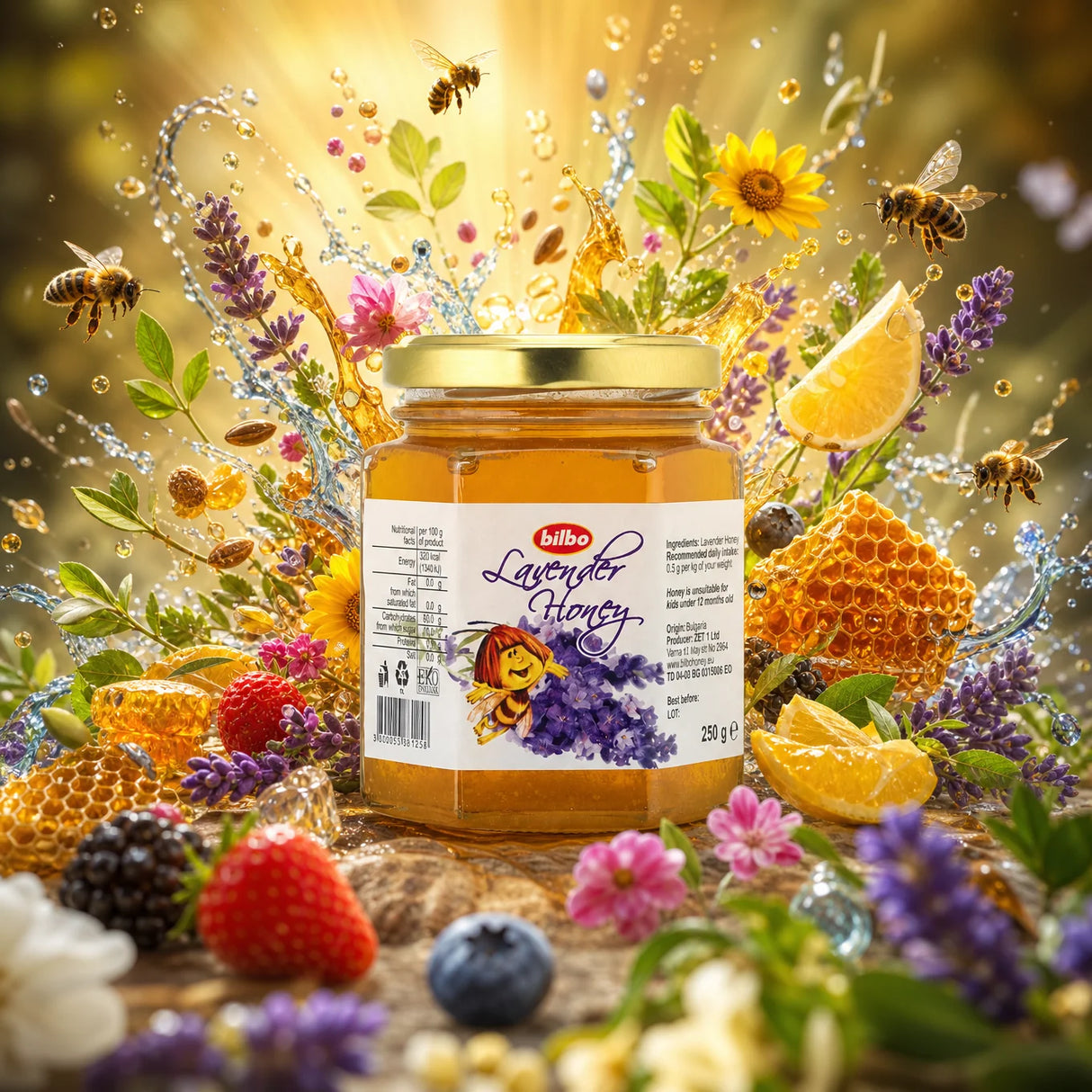 Bilbo surový levanduľový med • 250 g