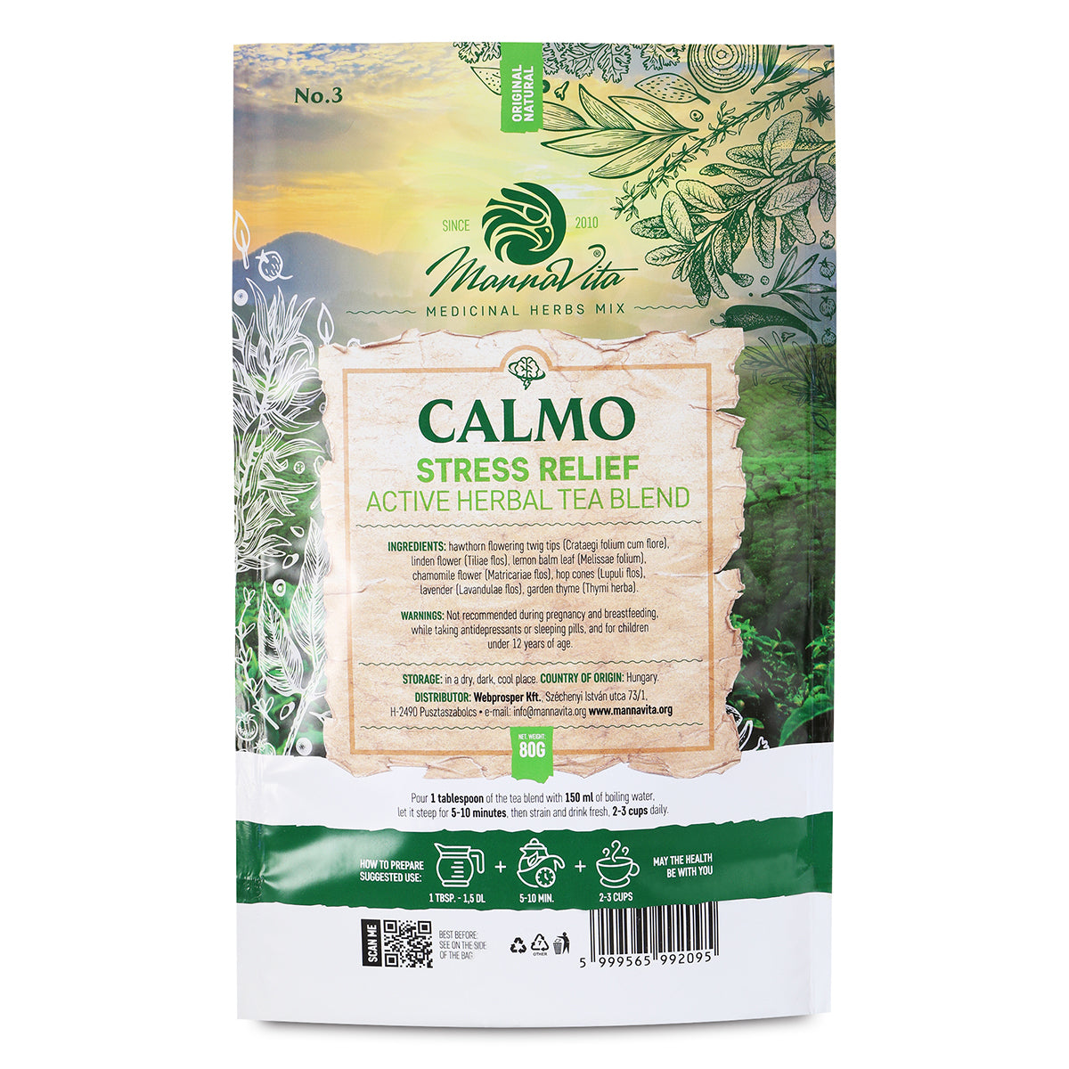 CALMO aktívna bylinná čajová zmes na zmiernenie stresu • 80g