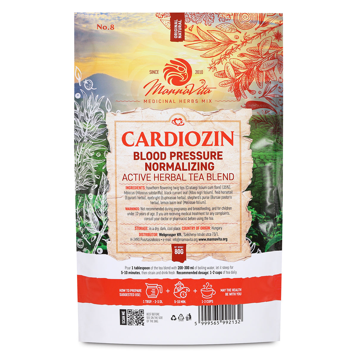 CARDIOZIN aktívna bylinná čajová zmes na normalizáciu krvného tlaku • 80g
