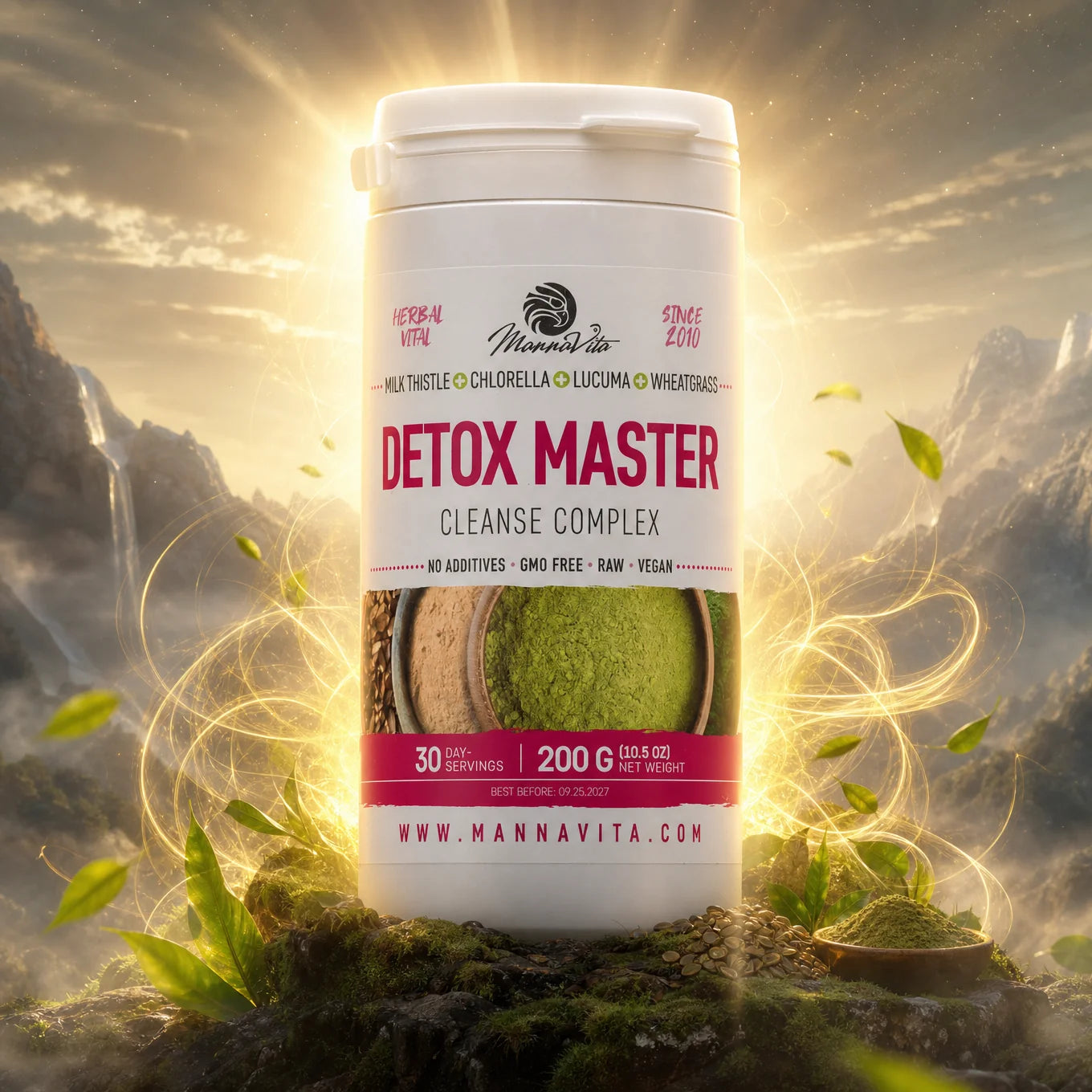Mannavita pestrec mariánsky + mladá pšenica + chlorella + lucuma • 200 g