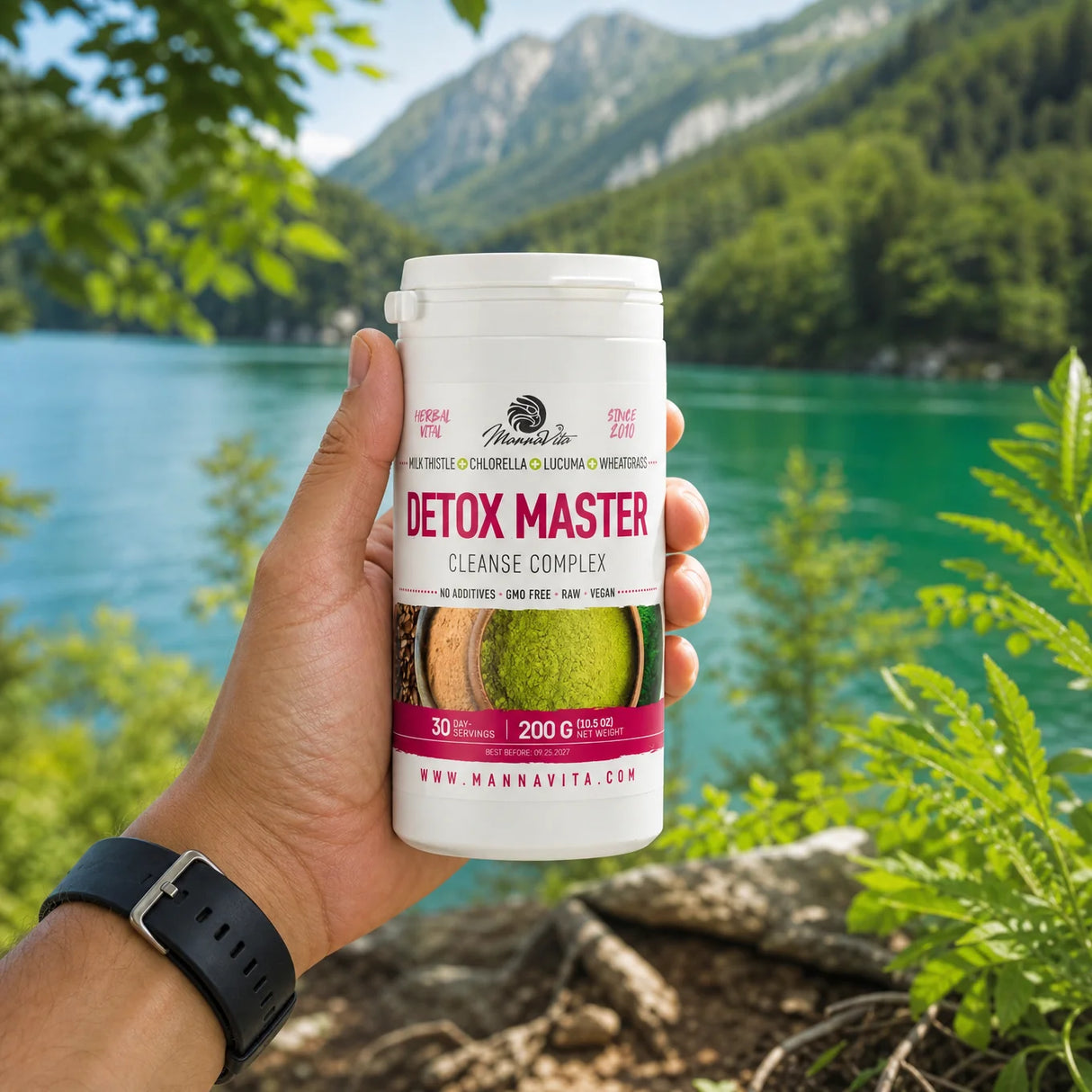 Mannavita pestrec mariánsky + mladá pšenica + chlorella + lucuma • 200 g