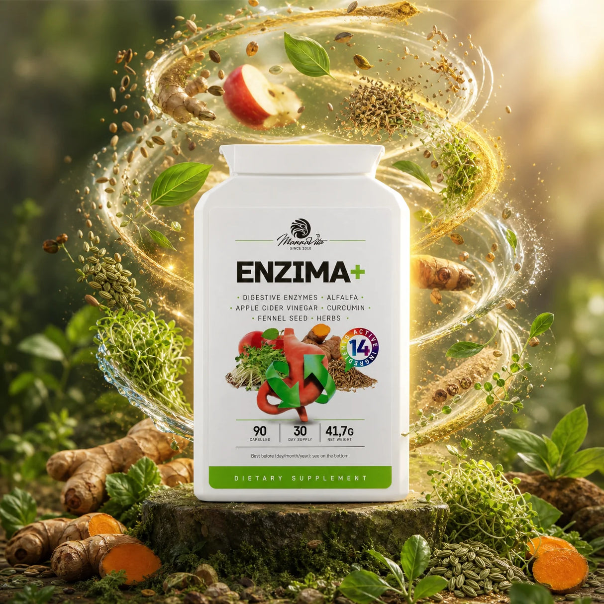 ENZIMA+ komplex tráviacich enzýmov s Betaín HCL • 90 kapsúl