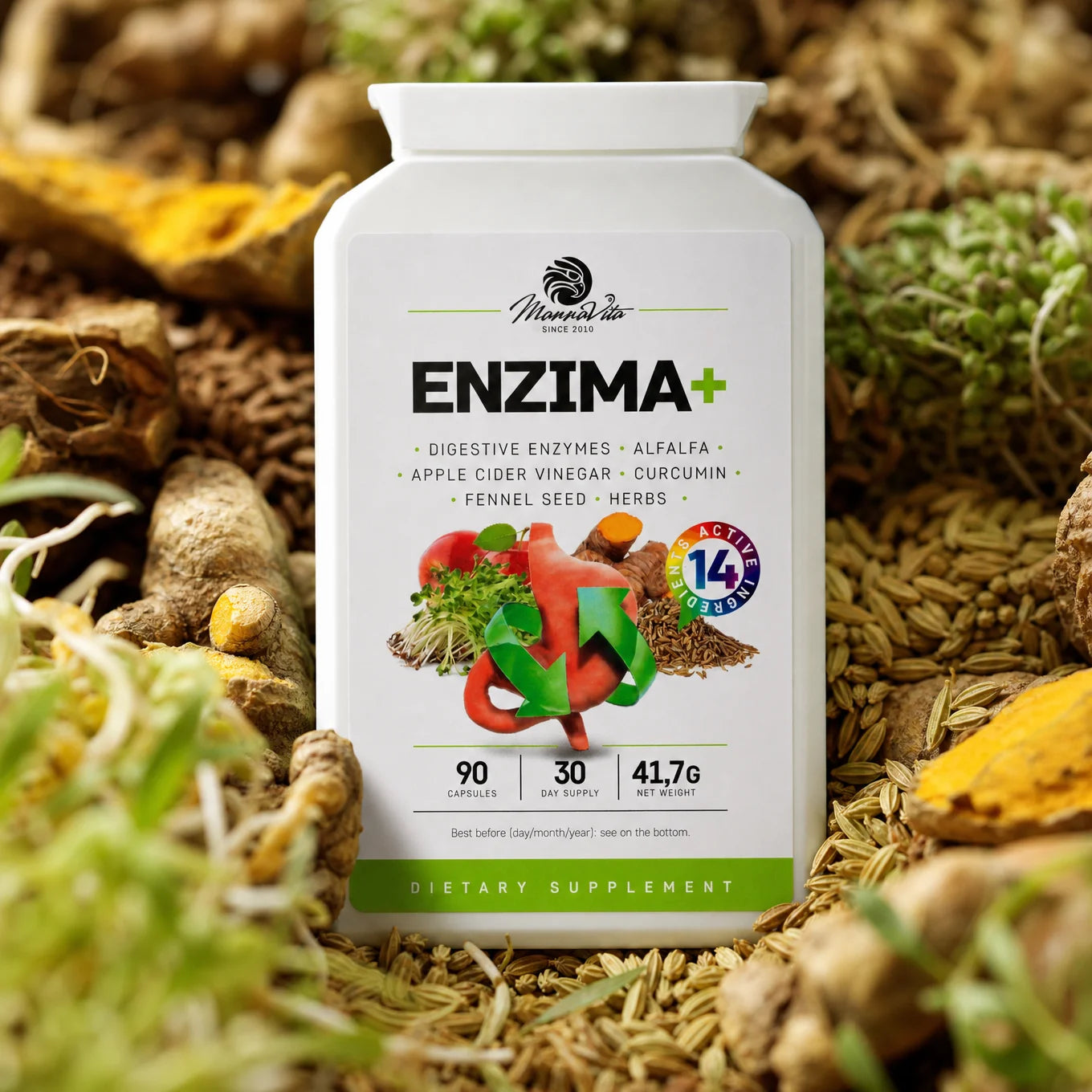 ENZIMA+ komplex tráviacich enzýmov s Betaín HCL • 90 kapsúl