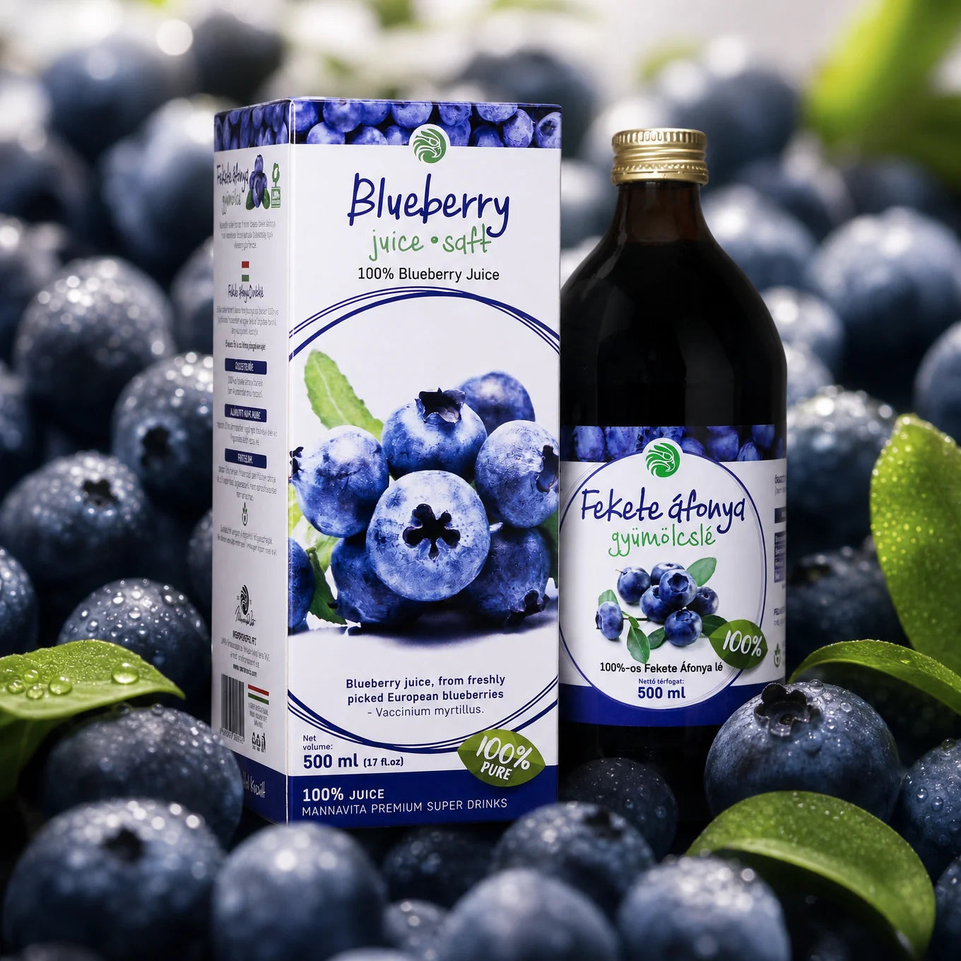 Mannavita Čučoriedková 100 % čistá lisovaná šťava • 500 ml