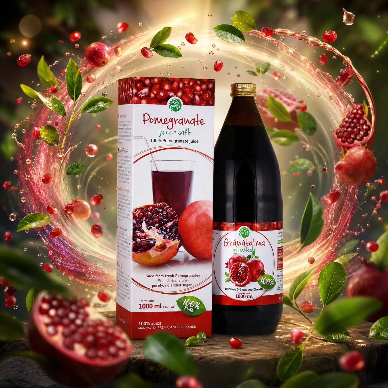 Mannavita Granátové jablko, 100% čistá lisovaná šťava • 1000 ml