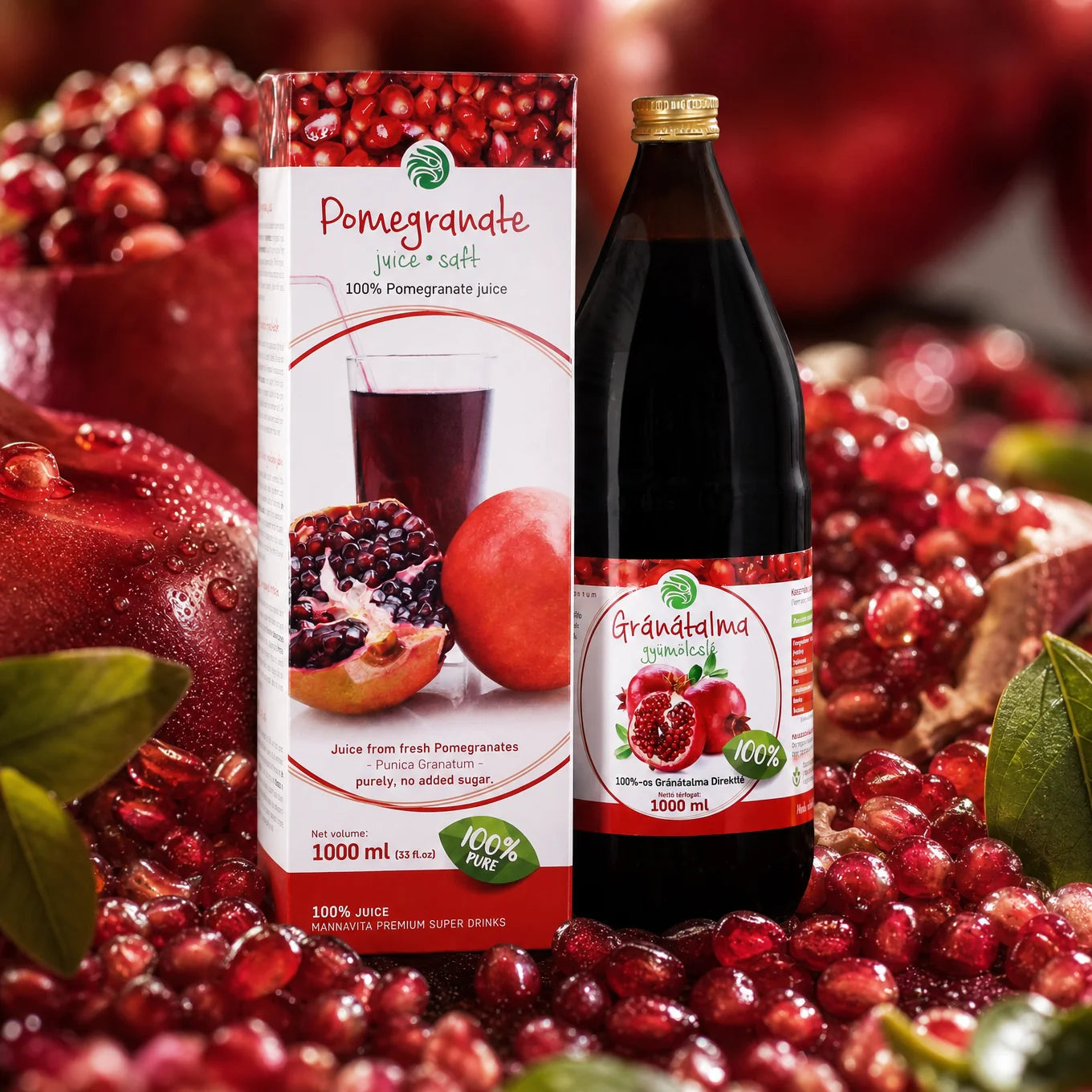 Mannavita Granátové jablko, 100% čistá lisovaná šťava • 1000 ml