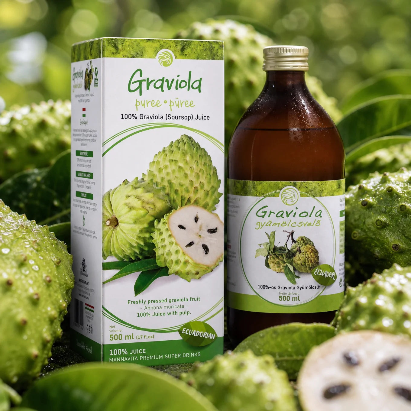 Mannavita Graviola, 100% čistá lisovaná pyré • 500 ml