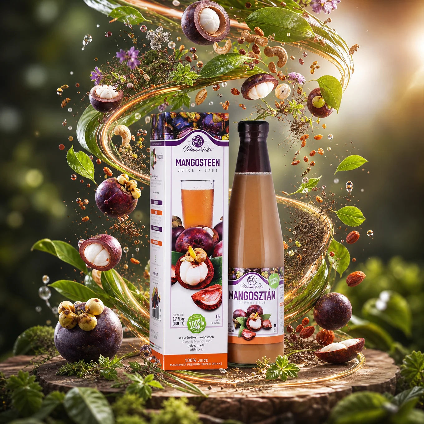 Mannavita Mangostan • 100 % čisté lisované pyré • 500 ml