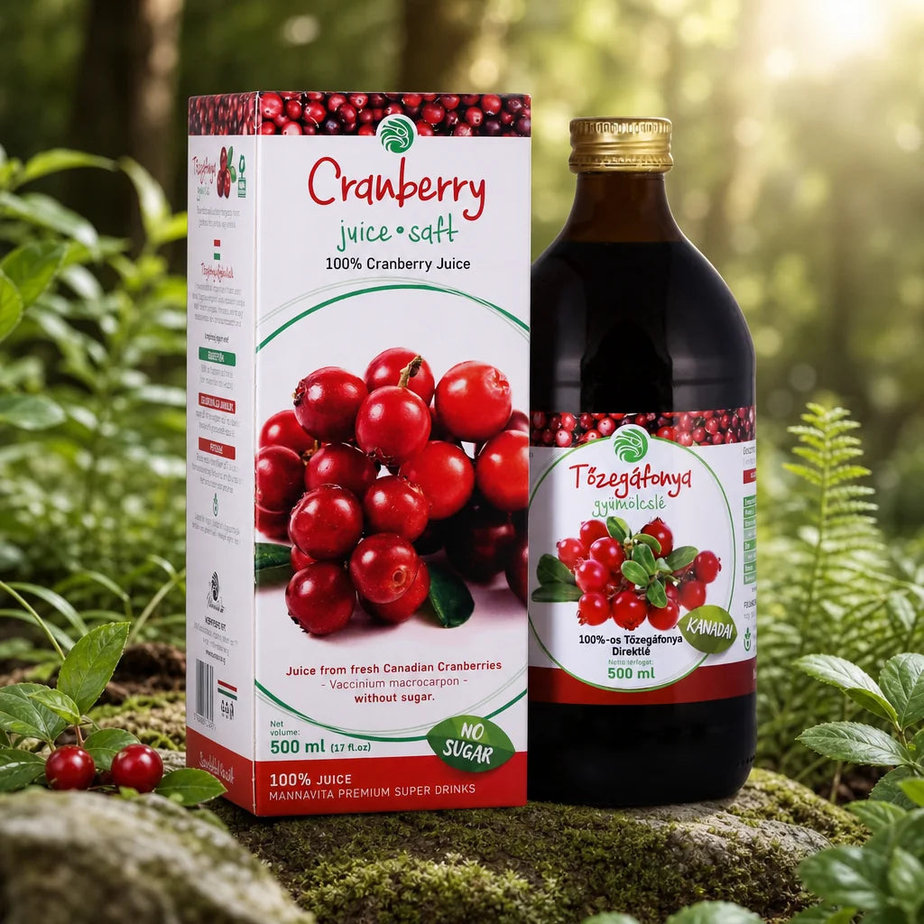 Mannavita Brusnicová 100 % čistá lisovaná šťava • 500 ml