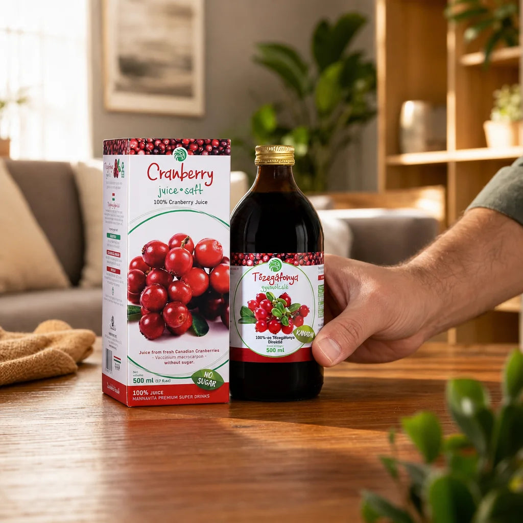 Mannavita Brusnicová 100 % čistá lisovaná šťava • 500 ml