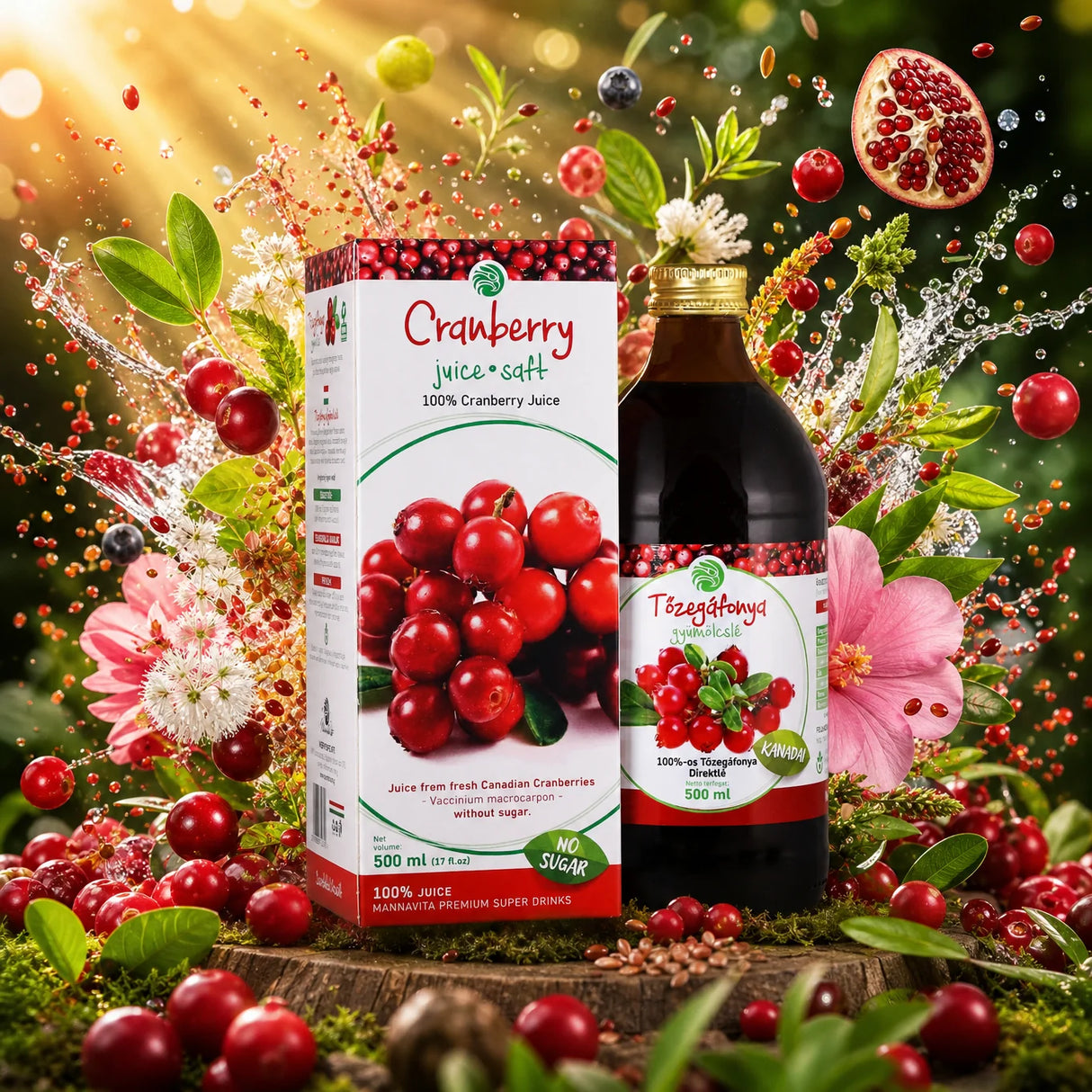 Mannavita Brusnicová 100 % čistá lisovaná šťava • 500 ml